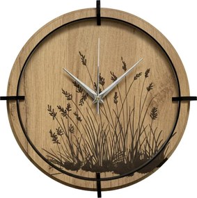 Drevené nástenné hodiny s prírodným motívom Dizajnová dekorácia | SENTOP HDF0587-GOLD-OAK