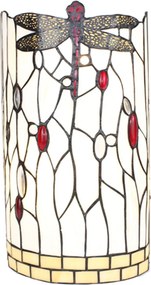 Biela nástenná lampa Tiffany s vážkou DragonFly - 20*10*36 cm E14/max 2*25W