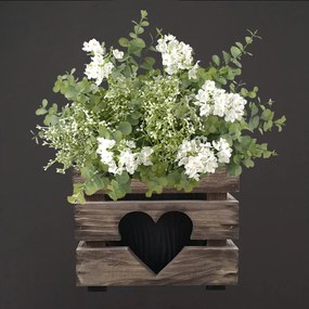 AMADEA Drevený obal na kvetináč so srdcom tmavý, 17x17x15cm Český výrobok