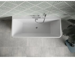 Mexen Volta, voľne stojaca nástenna vaňa 150 x 75 cm, biela-čierna, chrómový prepad, 51131507575-01