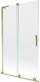 Mexen Velar L, 2-krídlová posuvná vaňová zástena 110 x 150 cm, 8mm číre sklo, zlatý lesklý profil, 896-110-003-01-50
