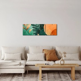 Obraz - Geometrické prírodné motívy (s hodinami) (90x30 cm)