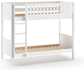 Biela poschodová detská posteľ z borovicového dreva s úložným priestorom 90x200 cm SCOTT – Vipack