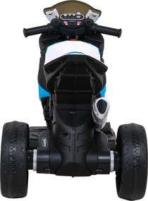Ramiz BMW HP4 detský motocykel na batérie modrý + 3 kolieska + LED + MP3 USB + ekokoža