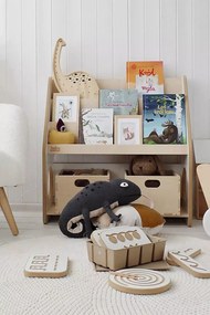 Drevená polica na knihy a hračky + 2 boxy