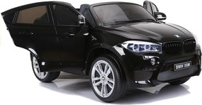 LEAN CARS Elektrické autíčko BMW X6M pre deti čierne lakované LED MP3