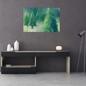 Obraz - Maľované ihličnany (90x60 cm)