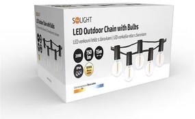 SOLIGHT LED vonkajšia reťaz s žiarovkami, 25 žiaroviek, 15m +5m, 20W, teplá biela