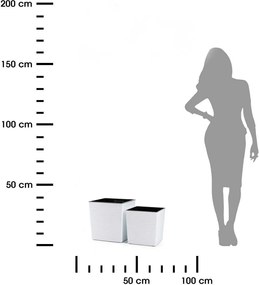 PLASTOVÝ KVETINÁČ FLORE RIFLO SADA 2KS 30X30 CM+25X25 CM BIELA