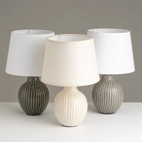 Krémová keramická stolová lampa s textilným tienidlom (výška 28 cm) – Casa Selección