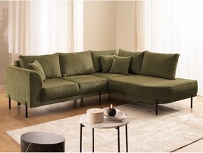 Zelená ženilková rohová pohovka (pravý roh/do L) Mauris – Ropez