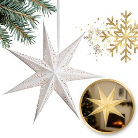 Vianočná papierová hviezda sedemcípa AUREVIA 60 cm, biela