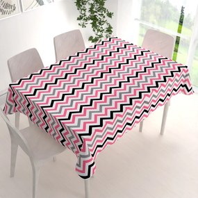 Biante Bavlnený obdĺžnikový obrus Sandra SA-377 Ružovo-sivo-čierne cik-cak pásiky 50x100 cm