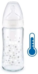 NUK Sklenená dojčenská fľaša NUK First Choice s kontrolou teploty 240 ml biela
