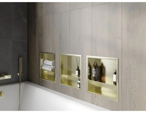 Mexen X-Wall-R, polička na zapustenie na obklad s golierom 30 x 30 cm, zlatá , 1950303010S