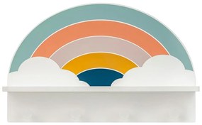 Detská nástenná polica s vešiakmi dúha/pestrofarebná