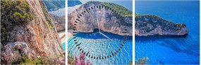 Obraz - Pláž Navagio, Grécko (s hodinami) (90x30 cm)