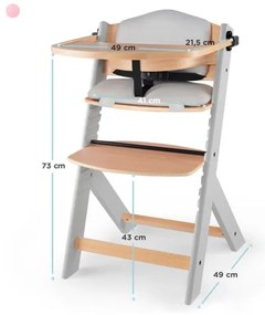 KINDERKRAFT - Detská jedálenská stolička s polstrovaním ENOCK šedá