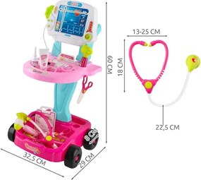 ISO Trade Detský lekársky vozík 18 prvkov – vzdelávacia sada so zvukom a svetlom, prenosný
