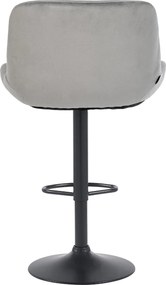 Barová stolička Solon - zamat, čierny rám - šedá