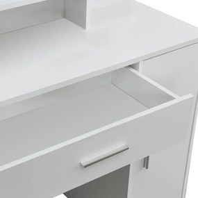 Moderný biely kozmetický toaletný stolík so zrkadlom