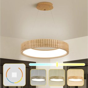 Brilagi - Závesné LED svietidlo na lane FALCON WOOD MODERN LED/30W/230V pr. 45 cm drevo