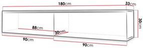 TV stolík/skrinka Dilune 180 (biela + biely lesk) (osvetlenie led biele). Vlastná spoľahlivá doprava až k Vám domov. 1053804