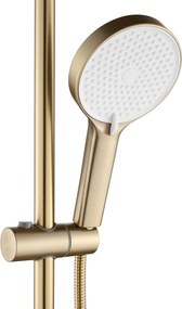 Rea Veneta, vaňová/sprchová súprava s dažďovou hlavovou sprchou a ručnou hlavicou, zlatá matná, REA-P3003