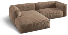 Svetlohnedá zamatová modulárna rohová pohovka (ľavý roh/s leňoškou) Martina – Micadoni