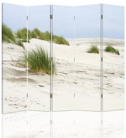 Ozdobný paraván Plážové duny Tráva - 180x170 cm, päťdielny, klasický paraván