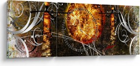 Obraz starovekej dobovej maľby (s hodinami) (90x30 cm)