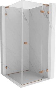 Mexen Lunar L, 1-krídlový sprchový kút, pravý, 80 x 80 cm, 8mm číre sklo, medený profil, 834L-080-080-65-00-P