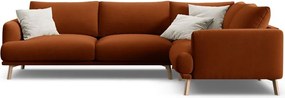 Zamatová rohová pohovka v terakotovej farbe (pravý roh/do L) Naomi – Micadoni