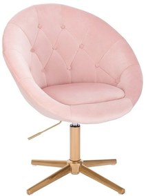 LuxuryForm DESIGN Kreslo VERA VELUR na zlatom kríži - svetlo ružové