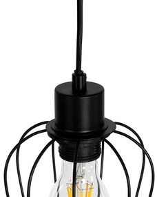 Rustikálna stojaca lampa čierna s drevom 2-svetlo - Stronk