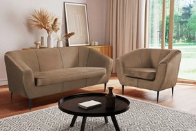 Trojmiestna pohovka Olivio, svele hnedá  zamatová látka