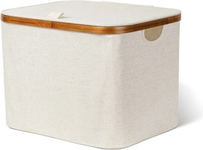 Krémový látkový úložný box s vekom 40,5x33x30 cm Bamboo/Linen – Bigso