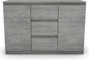 Komoda s 3 zásuvkami Carlos, šedý beton, 120 cm