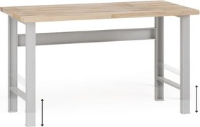Výškovo nastaviteľný dielenský stôl G7, buková škárovka, 1500 x 800 x 840-1040 mm