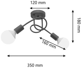 Detský prisadený luster OXFORD 2xE27/15W/230V šedá