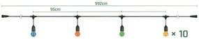 Tutumi Spectrum, záhradná závesná girlanda 10m 10xE27 WOJ+14342, čierna, OSW-5795A