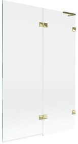 Mexen Lunar L, 2-krídlová vaňová zástena pravá 120 x 150 cm, číre sklo, zlatá lesklá, 897L-120-100-50-00-P