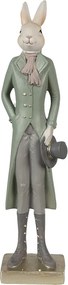 Dekorácia králik elegán v zelenom fraku s klobúkom - 9*7*36 cm