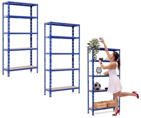 Balíček 3xSUPER EKO HIT - Policový regál Trestles RNDU-KUI 1800x900x300, nosnosť 875 kg, 5 políc Farba: modrá