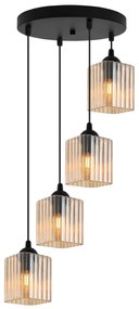 Závesné svietidlo Riffle Square, 4x medové sklenené tienidlo, b, o
