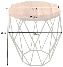 Konferenčný stolík Diamond 50cm akáciová mosadz prírodná