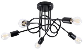 Stropné svietidlo Loop 5, čierne telo svietidla