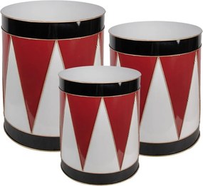 Červeno-biely dekoračný kovový bubon Drum - Ø 43*51 cm