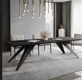 Rozkladací jedálenský stôl MASON čierna matná Rozmer stola: rozmer 140cm