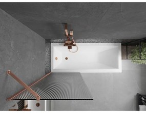 Mexen Next, 1-krídlová vaňová zástena 70 x 150 cm, 6mm sklo Ribs, medená matná, 895-070-000-00-09-65